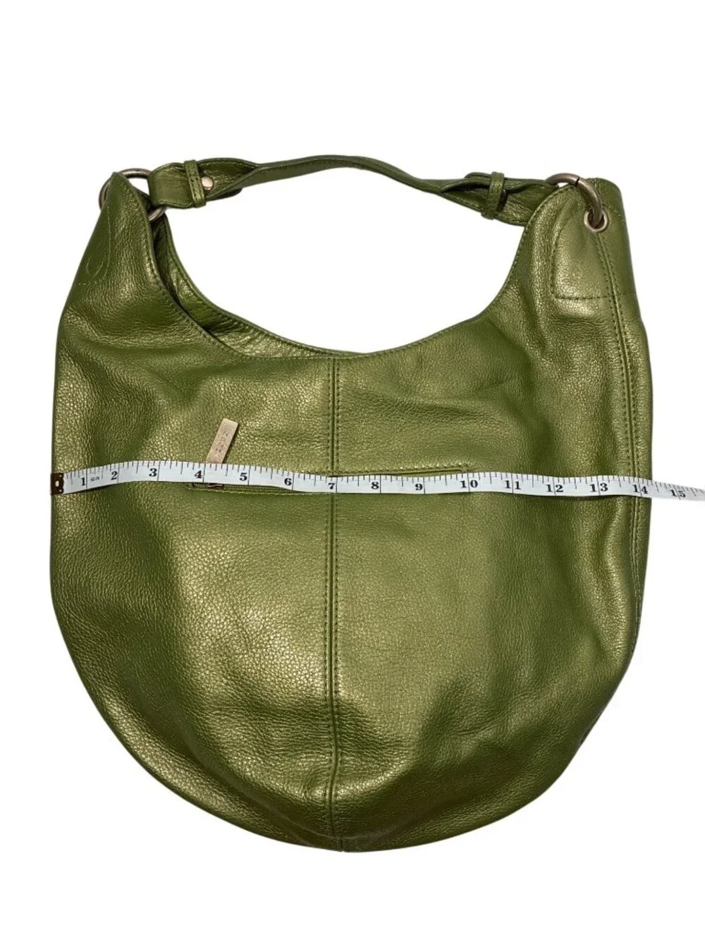 Hobo International rare Green Metallic pebbled Leather Hobo Bag Orange Interior
